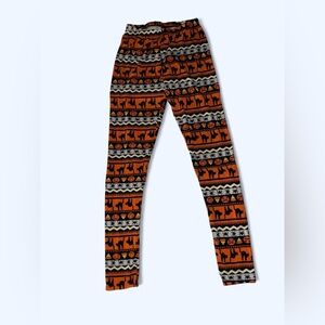 Kids Halloween Patterned Leggings - Orange & Black